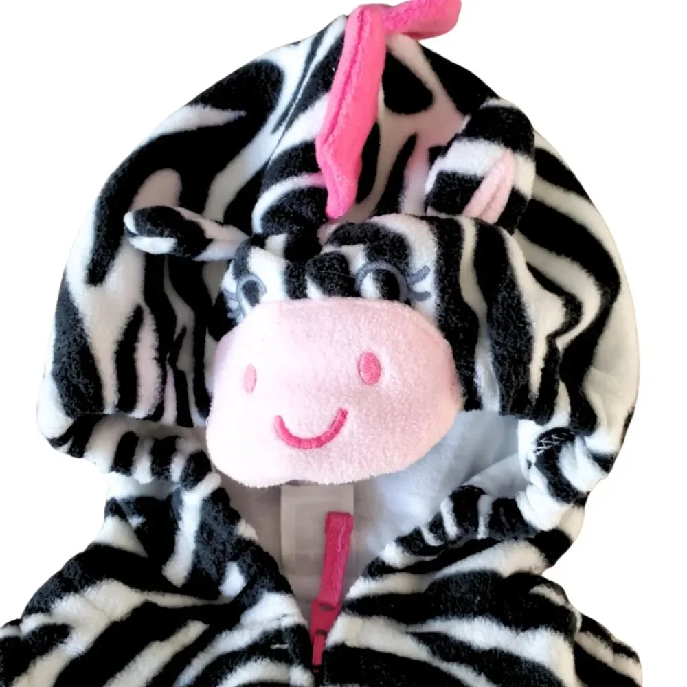 Infant Baby Zebra Costume Plush Hooded Halloween 3-6m